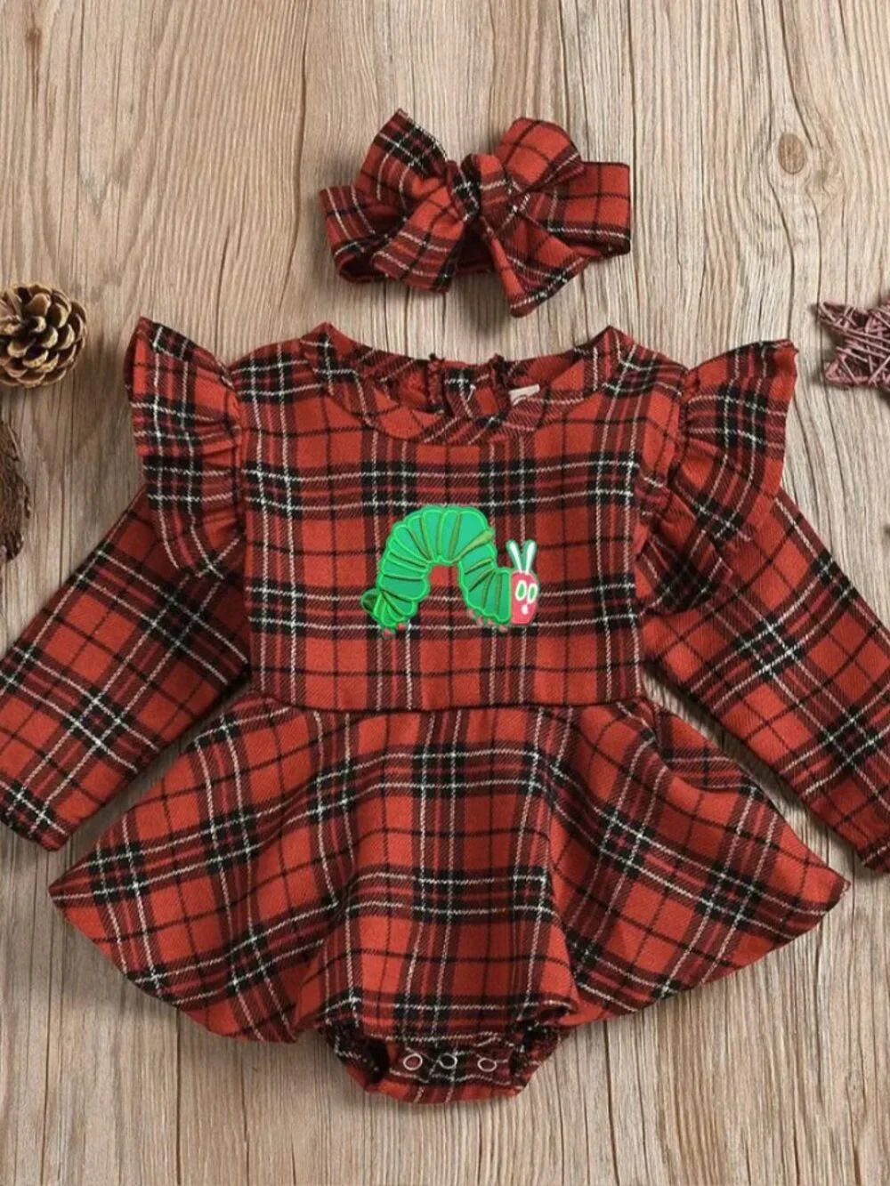 Plaid Tartan Christmas Outfit Clothes Romper The Very Hungry Caterpillar Dress